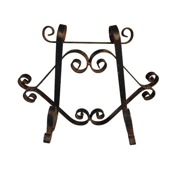 Decorative Scroll Wrought Iron Cookbook Or Book Stand Chippy Rusty - Picture 1 of 8